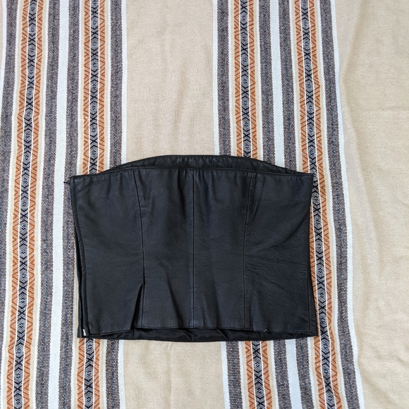 David Benjamin Black Leather Tube Top w/ Beads - Picture 7 of 7